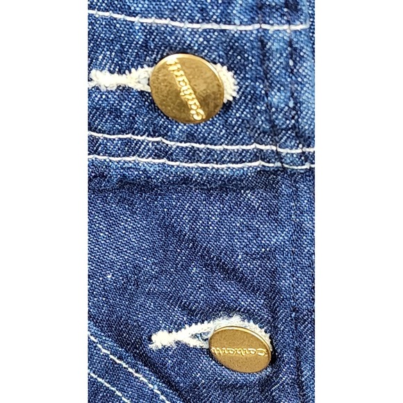 Vintage Carhartt Denim Bib Overalls Mens 32 Blue Workwear Carpenter Utility - Picture 8 of 16